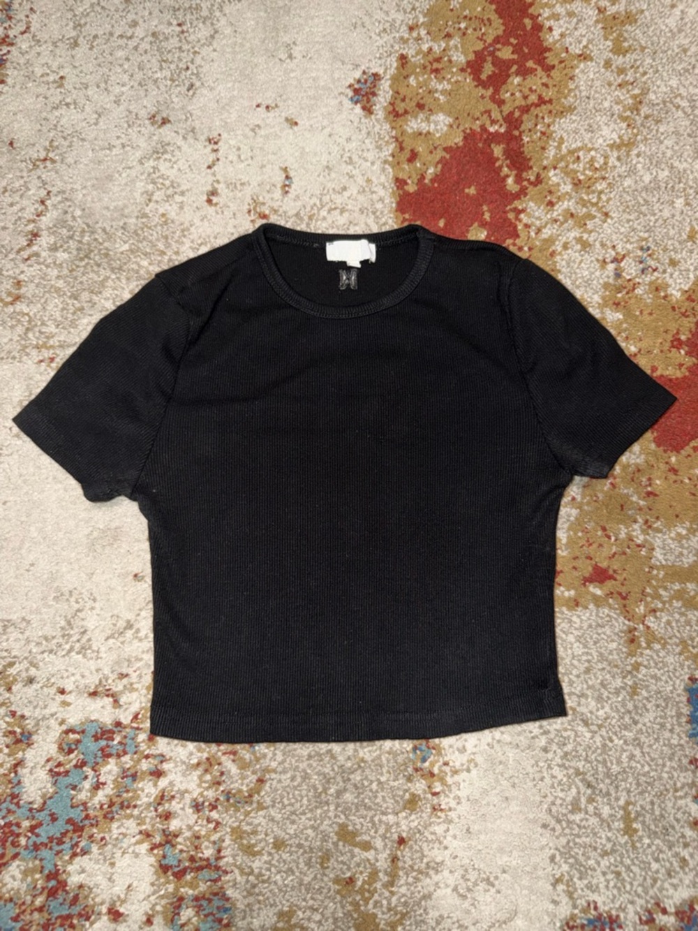 Meshki Black Short Sleeve Ribbed Tee